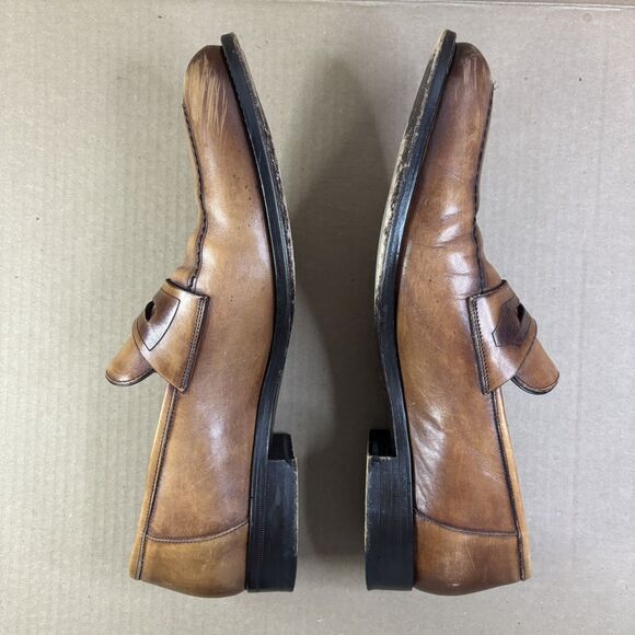 Johnston & Murphy Brown Slip On Loafer Dress Shoes 9 M HandCrafted in Italy